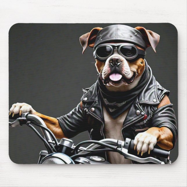Mousepad Cão Grande Boxer em Moto (Frente)