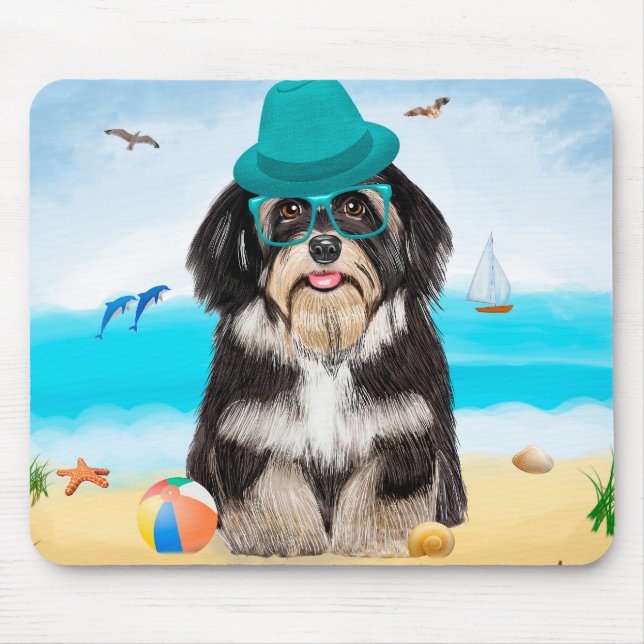 Mousepad Cão Havanês na Praia (Frente)