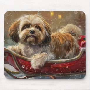 Mousepad Cão Lhasa Apso Natal Festivo