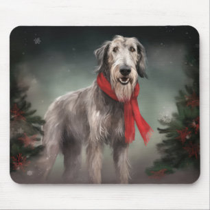 Mousepad Cão lobo na neve de Natal
