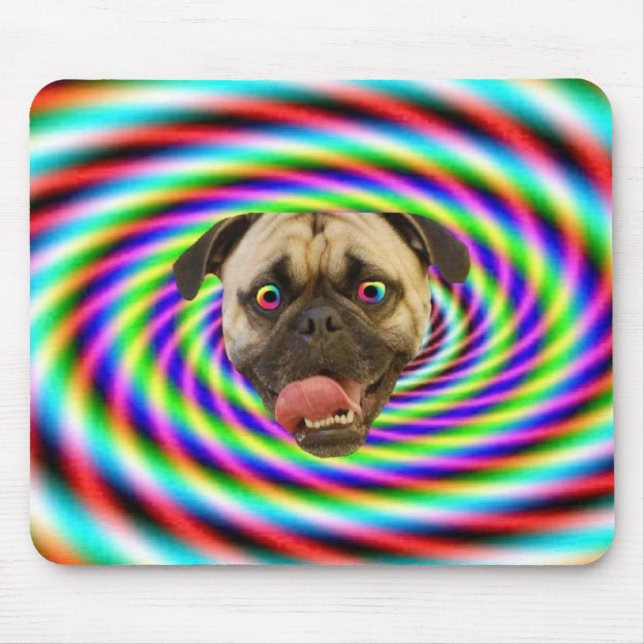 Mousepad Cão louco psicadélico do Pug (Frente)