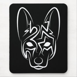 Mousepad Cão Negro e Tribal Branco