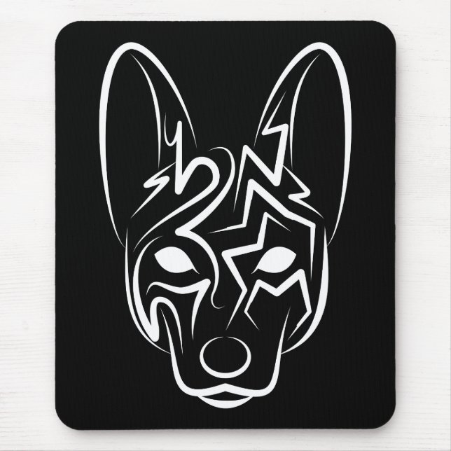 Mousepad Cão Negro e Tribal Branco (Frente)