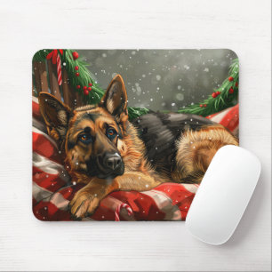 Mousepad Cão Pastor Alemão Natal Festivo