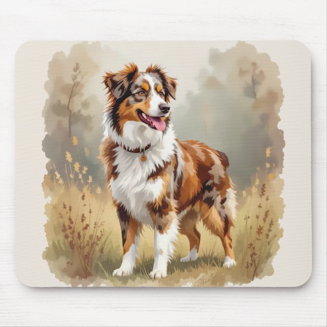 Mousepad Cão Pastor Australiano Vermelho Merle Aussie (Frente)