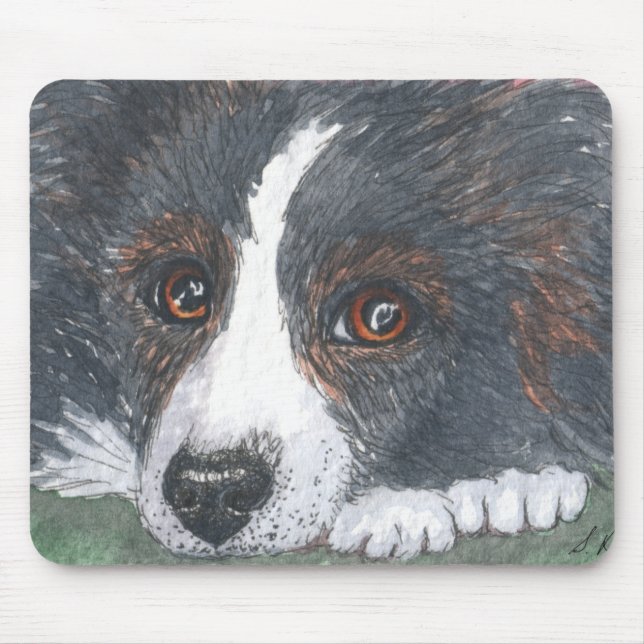 Mousepad Cão pensativo de border collie (Frente)