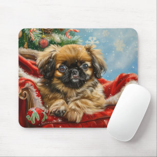 Mousepad Cão Pequinês Natal Festivo