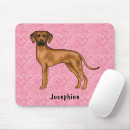 Mousepad Cão Ridgeback da Rodésia em Corações Cor-de-Rosa C