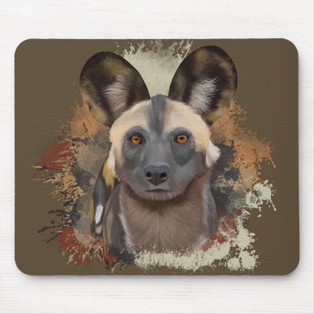 Mousepad Cão selvagem africano Tona a vida selvagem (Frente)