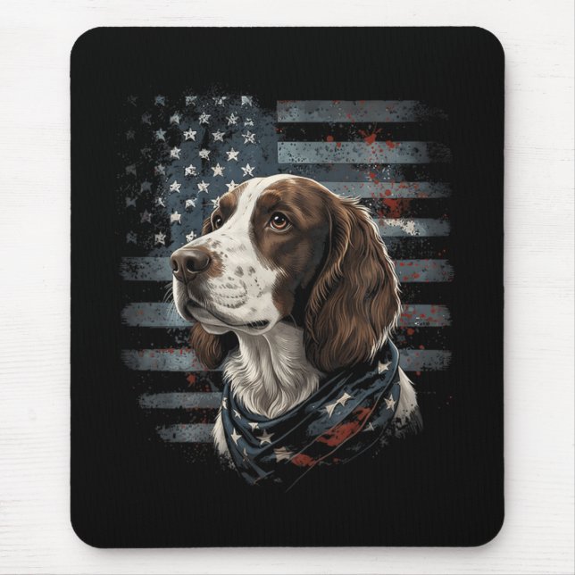 Mousepad Cão Springer Spaniel Bandeira Americana (Frente)