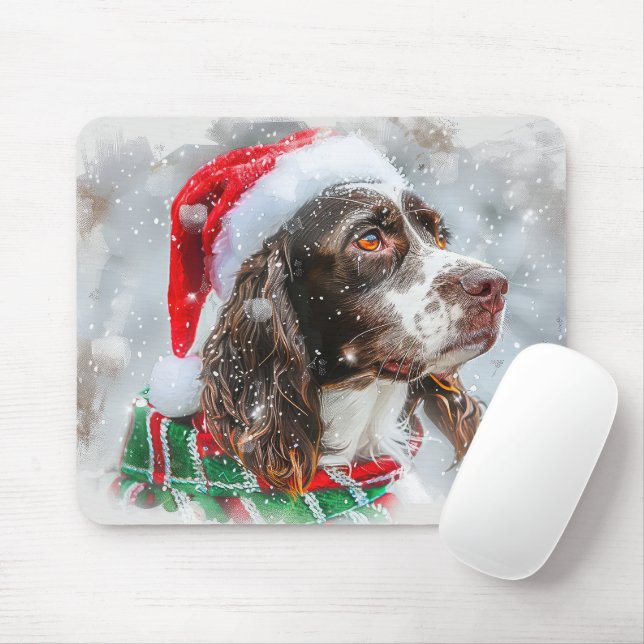 Mousepad Cão Springer Spaniel Natal Festivo (Com mouse)