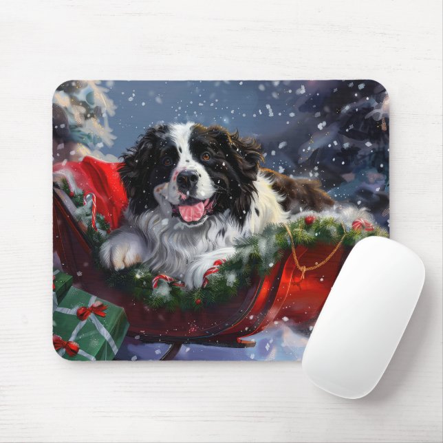 Mousepad Cão Terra Nova Natal Festivo (Com mouse)