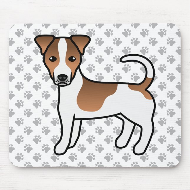 Mousepad Cão Terrier Jack Russell de pelo liso branco e beg (Frente)
