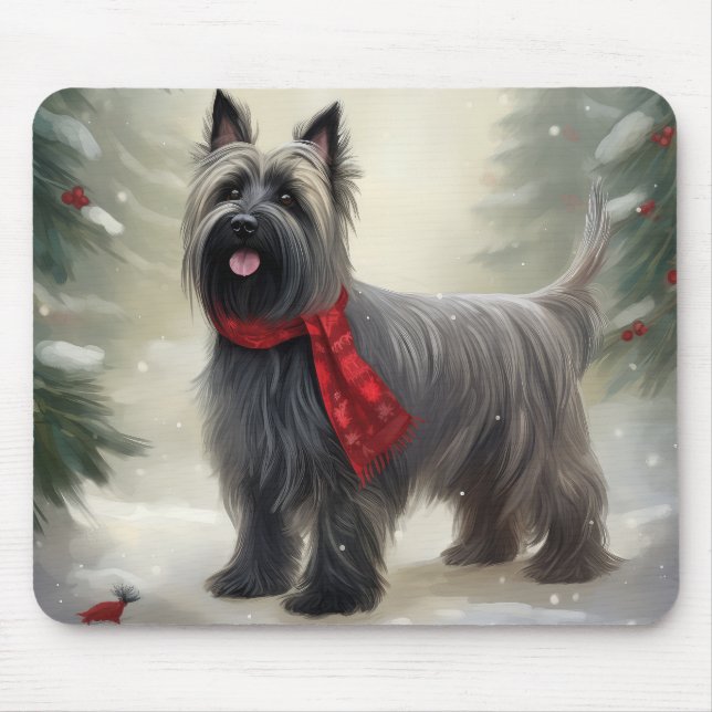 Mousepad Cão Terrier Skye na Neve Natal  (Frente)