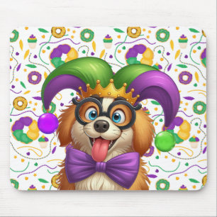 Mousepad Cãozinho bonito Mardi Gras com chapéu de gester