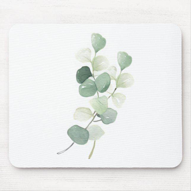 Mousepad Capa de Edredão Folhas de Eucalipto Verde Pastel (Frente)