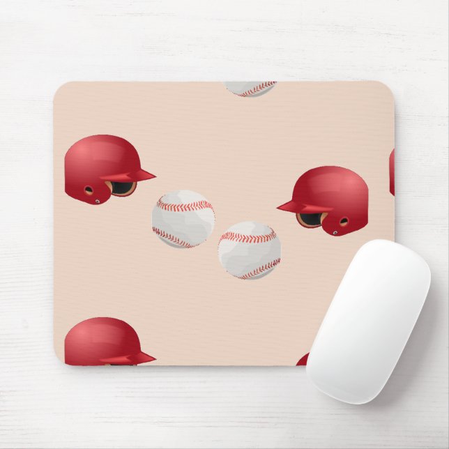 Mousepad Capacete de basebol e bolas ligadas (Com mouse)
