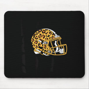 Mousepad Capacete de Futebol Feminino com Estampa de Leopar