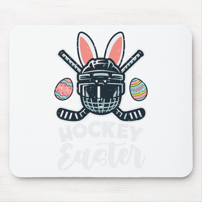 Mousepad Capacete de Páscoa de Hóquei no Gelo Esportes Home (Frente)