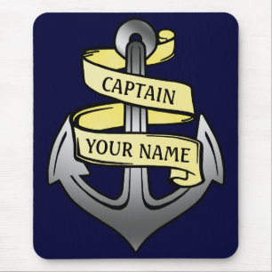 Mousepad Capitão de navio customizável sua âncora conhec