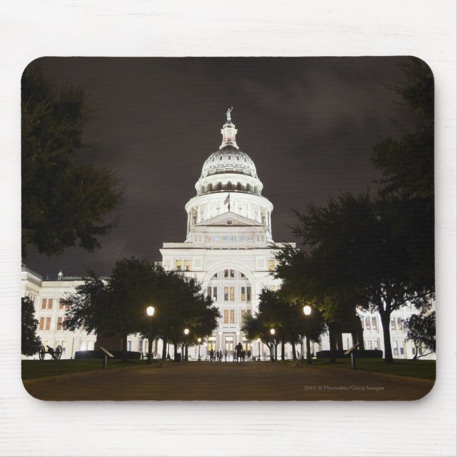 Mousepad Capitólio de Austin, Texas do estado na noite (Frente)