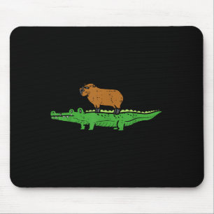 Mousepad Capivara no crocodilo Capy Jacaré Roedor Homens Mu