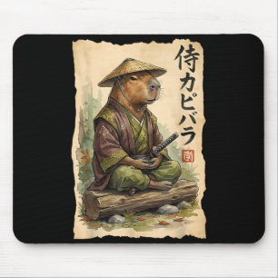Mousepad Capivara Samurai Arte Japonesa Gráfico Vintage Eng