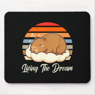 Mousepad Capivara sleepybara vivendo o sonho retrô vintage