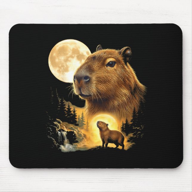 Mousepad Capivara uivando para a lua meme 90s animal (Frente)