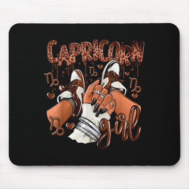 Mousepad Capricorn Girl Birthday Afro Queen Sneakers Zodiac (Frente)