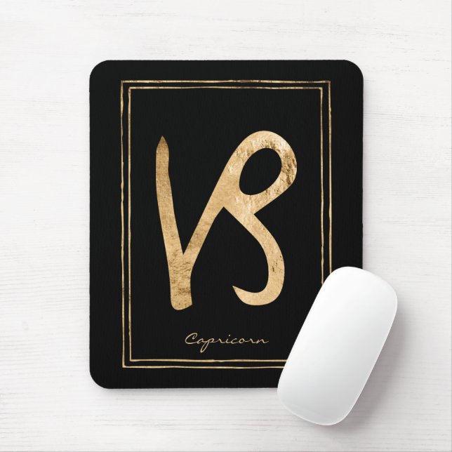 Mousepad Capricórnio martelado astrófico dourado astrologia (Com mouse)