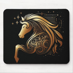 Mousepad Capricórnio Zodíaco Cavalo Dourado Astrologia
