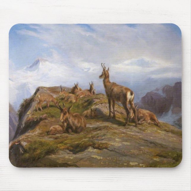 Mousepad Caprinos Chamois em Montanhas Alpinas (Rosa Bonheu (Frente)