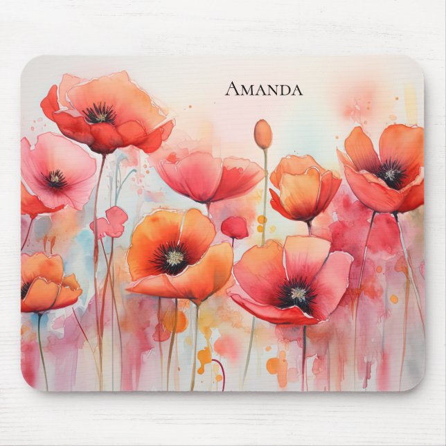 Mousepad Cápsulas de Aquarela Vermelha em um Campo (Frente)