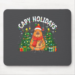 Mousepad Capy Férias Capivara Chapéu de Papai Noel Natal Ho