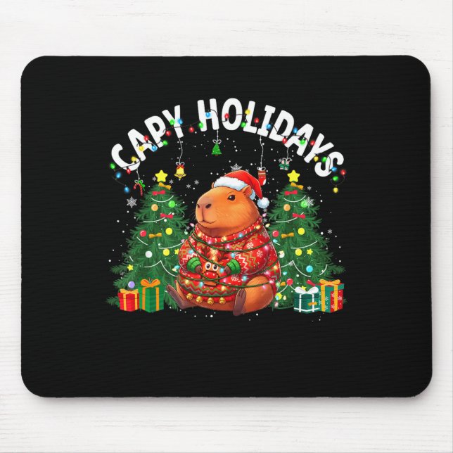 Mousepad Capy Holidays Capybara Santa Hat Xmas Men Women Ki (Frente)