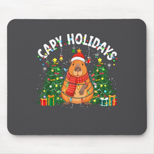 Mousepad Capy Holidays Capybara Santa Hat Xmas Men Women Ki (Frente)