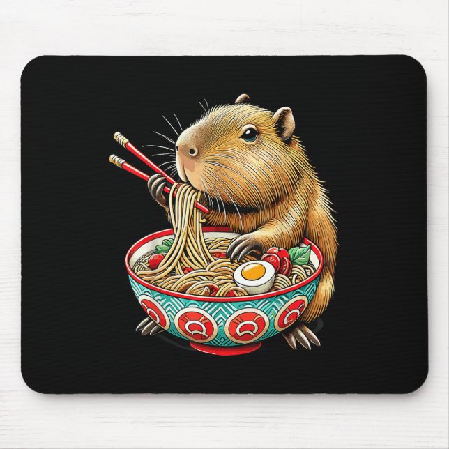 Mousepad Capybara ama Noodle Capybara comendo Ram Japonês (Frente)