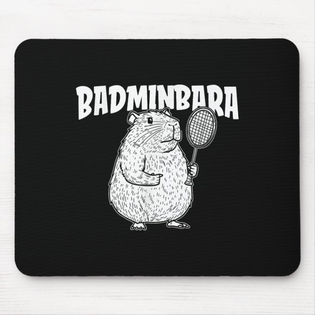 Mousepad Capybara Badminton Shuttle - Jogadora Racket Badmi (Frente)