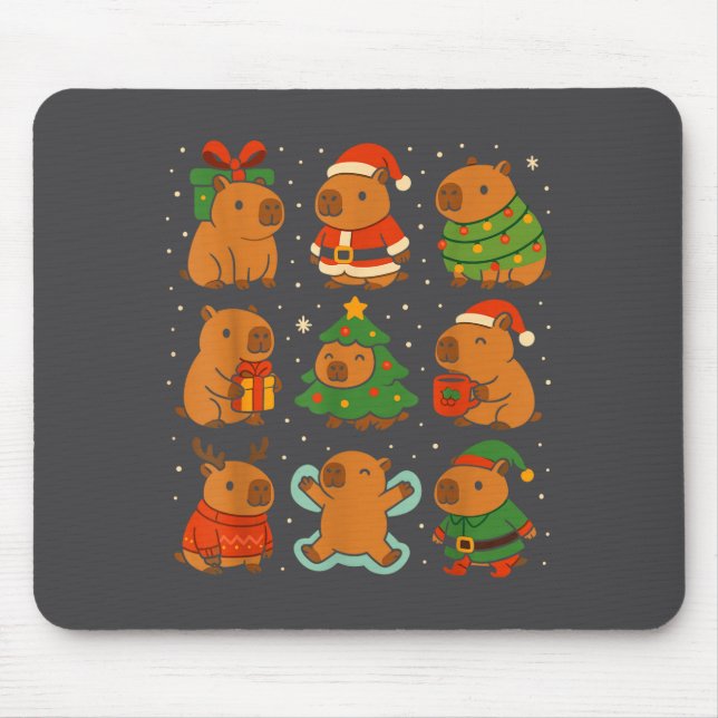 Mousepad Capybara Christmas Shirt, Funny Capy Holidays  (Frente)