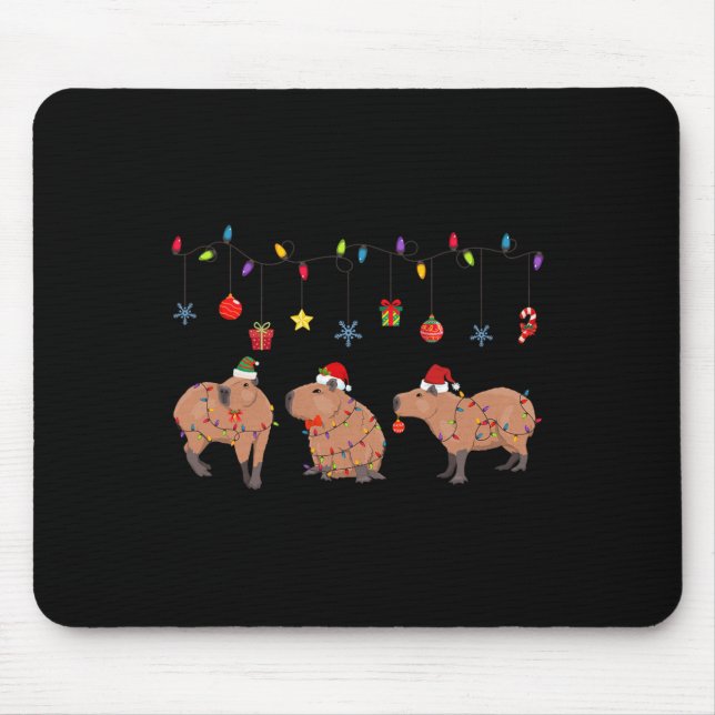 Mousepad Capybara Merry Christmas Capybaras Lover Funny Bon (Frente)