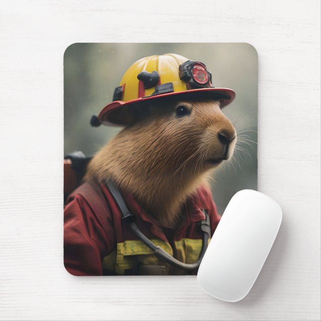 Mousepad "Capybara para o resgate: Bombeiro Extraordinair (Com mouse)