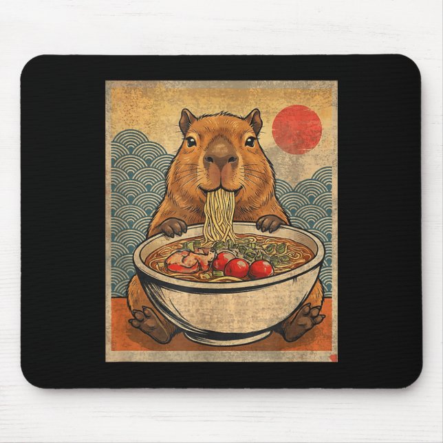 Mousepad Capybara Ramen Japanese Funny Graphic Kawaii Anime (Frente)