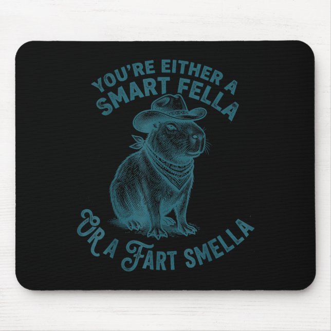 Mousepad Capybara Smart Fella Fart Smella Funny Cowboy Humo (Frente)