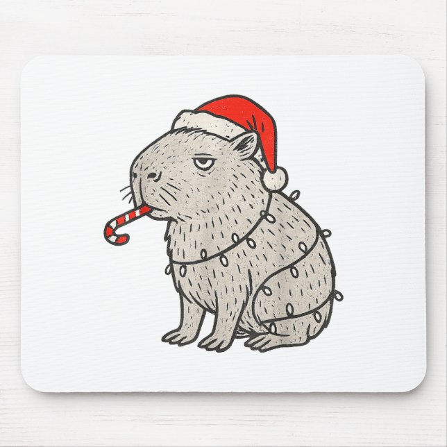 Mousepad Capybara Smoking Christmas Ugly Cigarette Gen Z  (Frente)