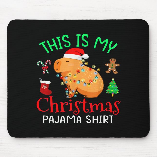 Mousepad Capybara This Is My Christmas Pajama Capy Santa Me (Frente)