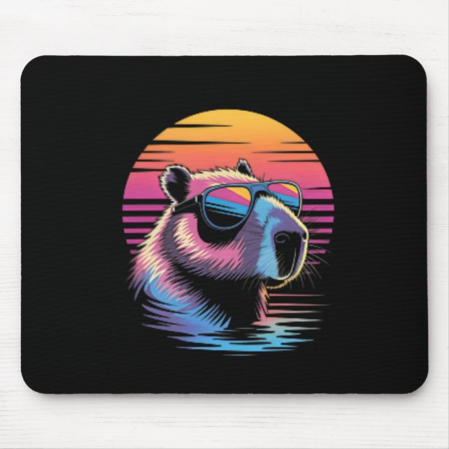 Mousepad Capyra Cute Retro Animal Summer Vacation Beach  (Frente)