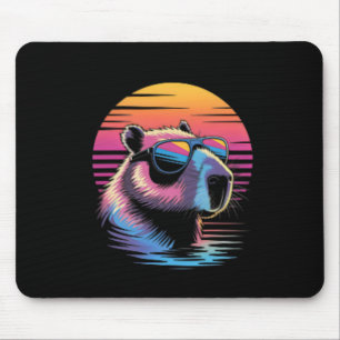 Mousepad Capyra Fofa Animal Retro Férias de Verão Praia