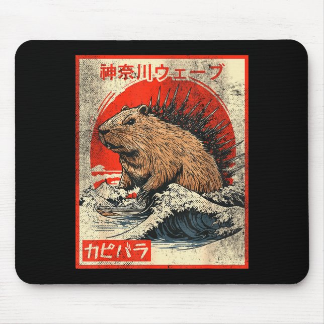 Mousepad Capyzilla _ Kanagwa Wave Japan _ Cool Rodent Capyb (Frente)