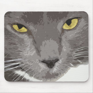 Mousepad Cara cinzenta artística do gato
